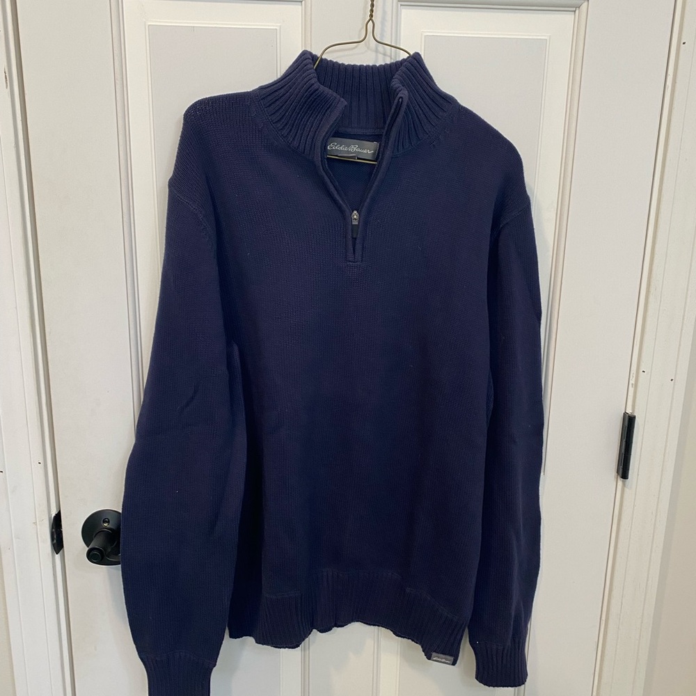 Eddie Bauer Men's Deep Blue 1/4 Zip Sweater